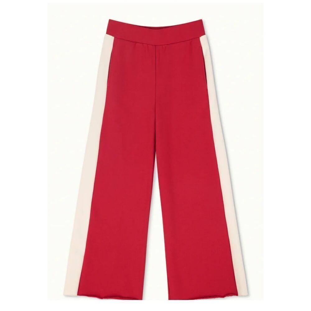 NSF Riley Wide Leg Jersey Pant in Crimson/White NWT Size XS